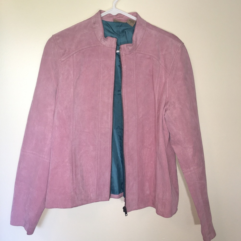 Ruff Hewn L Vintage Leather Jacket Pink Large Full Zip